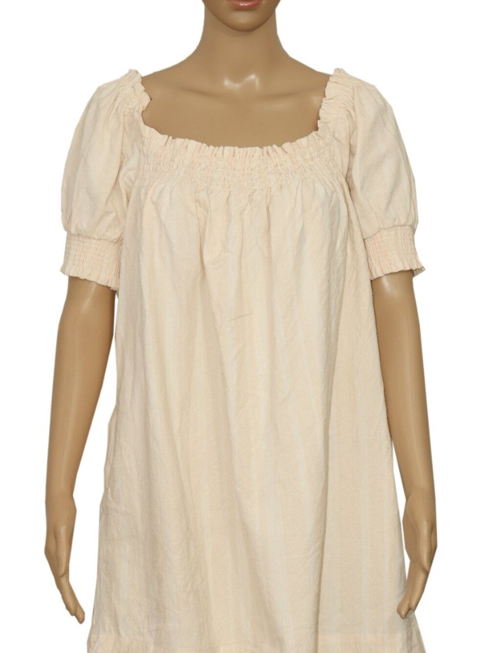 Free People Mila Mini Dress Beachy Cream Striped Printed Smocked S - Picture 2 of 6